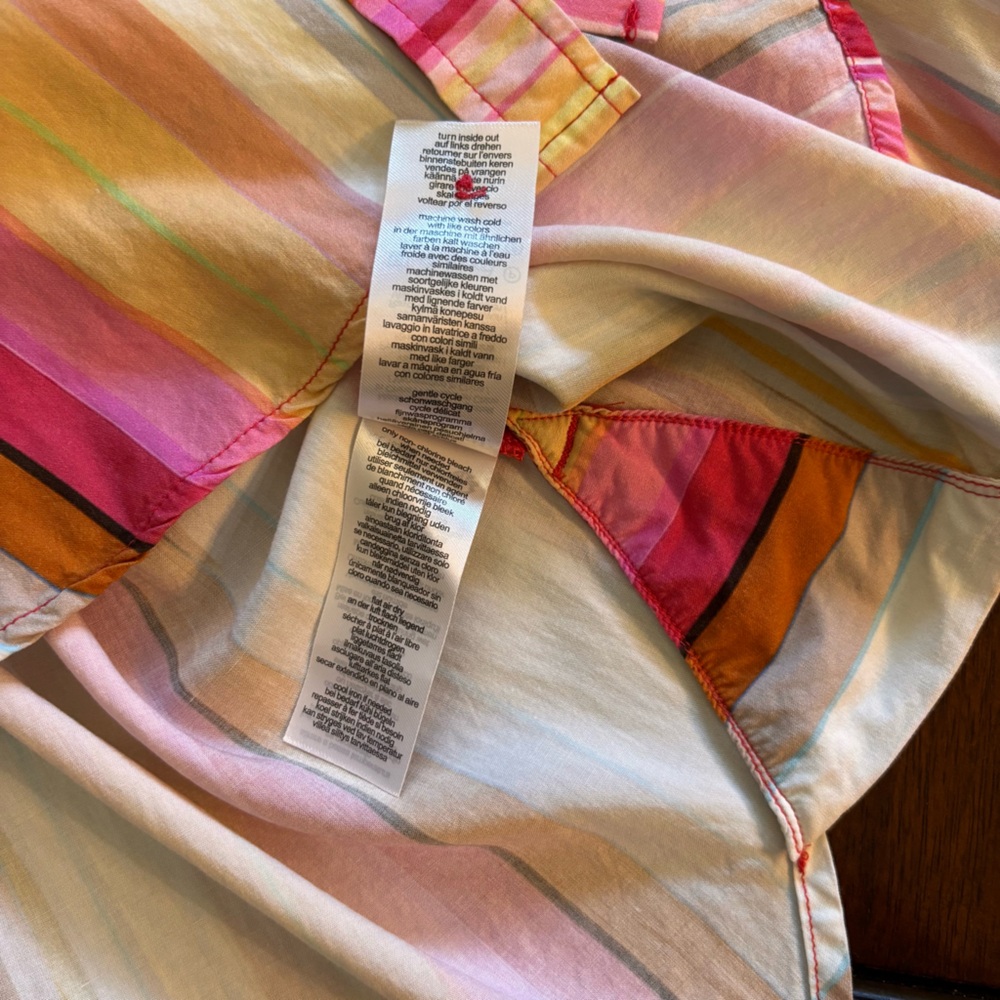 Liverpool Los Angeles Berry Blossom Pink & Orange Striped Button Up Shirt Size M - Picture 5 of 8